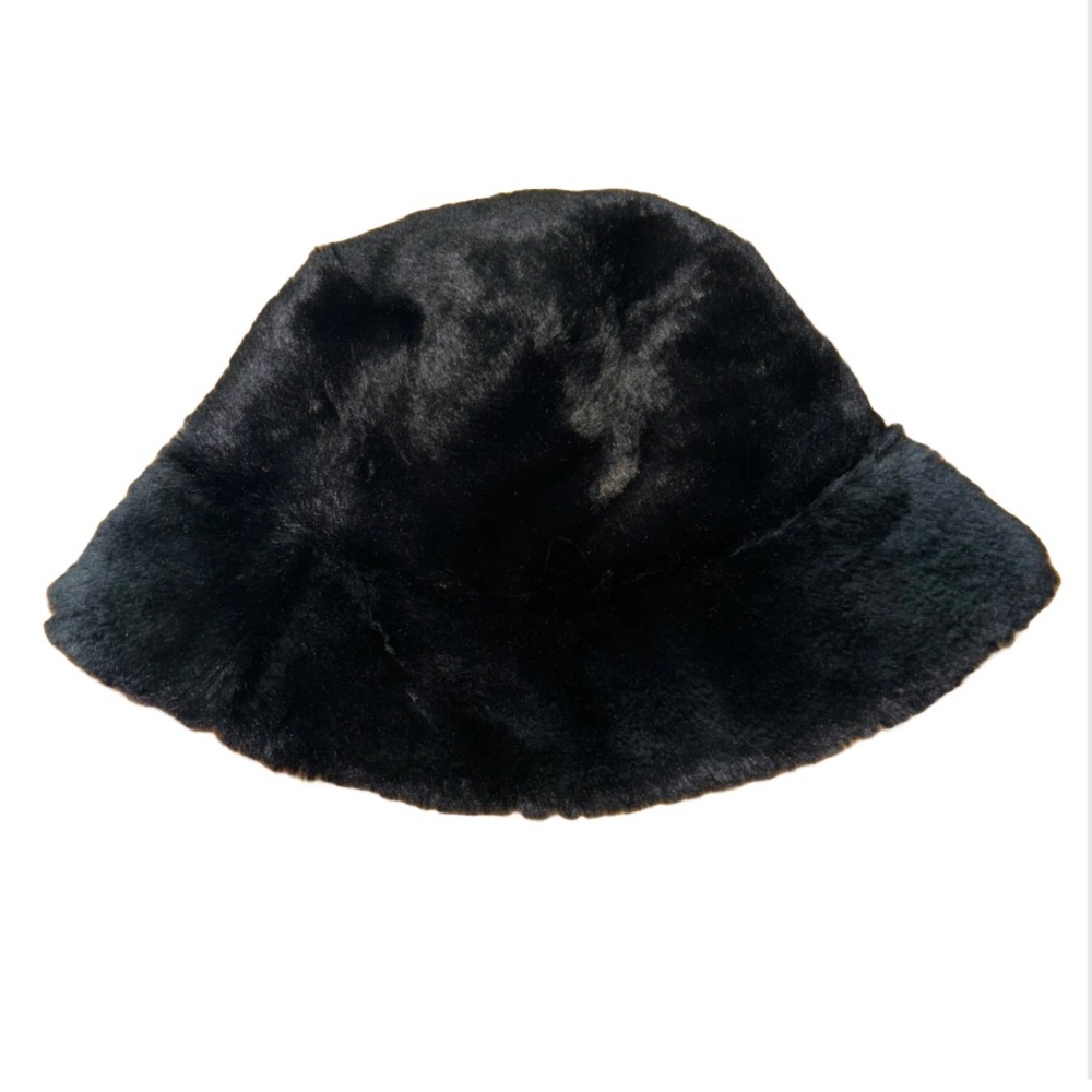 Black Faux Fur Bucket Hat